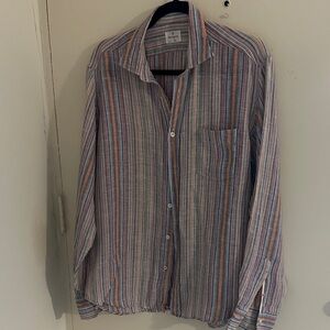 Hartford Striped Multicolor Linen Men's Shirt. Resort, Vacation, Casual